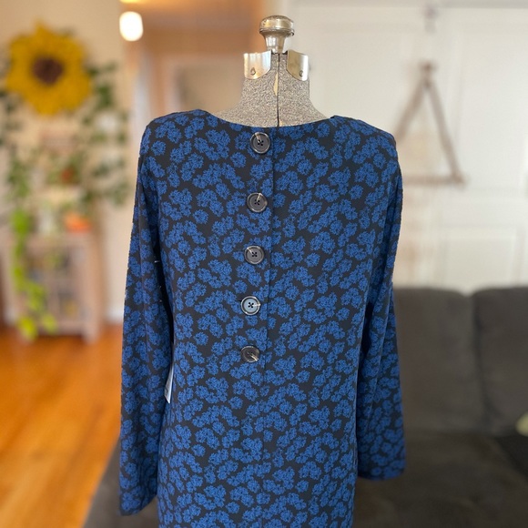 S NWT Elizabeth & James bohemian long sleeve crew neck blue black maxi dress - Picture 4 of 8